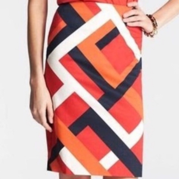 Ann Taylor Color Block Striped Academia Pencil Skirt Size 4‎ - Picture 1 of 7